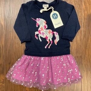 Hatley Navy and Pink Unicorn Tulle Dress
